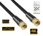 DINIC Premium SAT Koaxialkabel, 2x F-Stecker, 1m HD TV, Ultra HD, 24k vergoldete Stecker, schwarz, DINIC Box